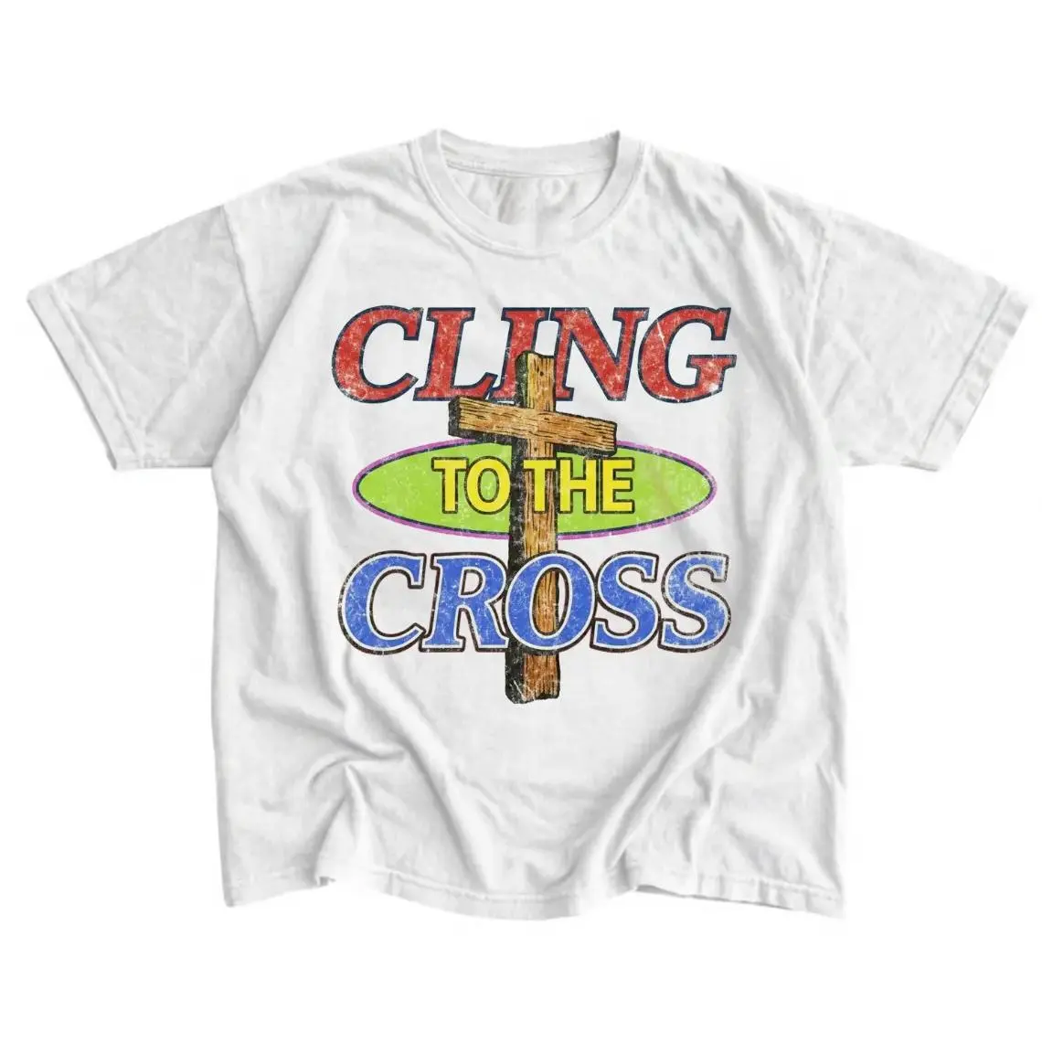 Cling To The Cross T-Shirt - Men & Women's Unisex Graphic Tee - Y2K Jesus Tee, Vintage Graphic T-shirt, Christian Clothing Womenswear Top Casual Unisex, Gift For Men Women