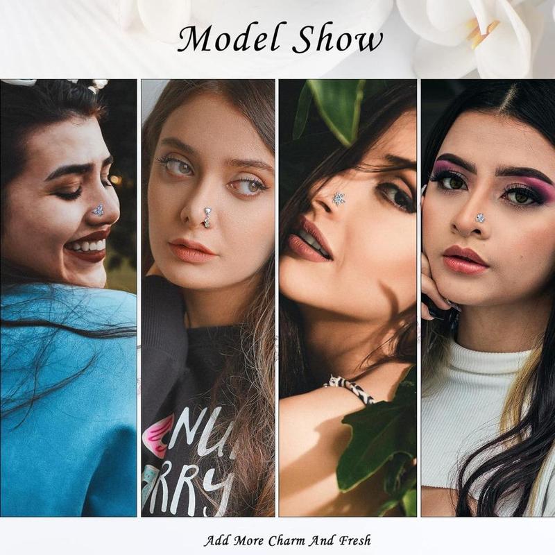 Florideco 12 Pcs L Shaped Nose Rings for Women in Pink, Purple, Blue & Clear with Various Designs and Color Options Nosering Florideco 12 Pcs L Shaped Nose Rings for Women in Pink, Purple, Blue & Clear with Various Designs and Color Options Nosering