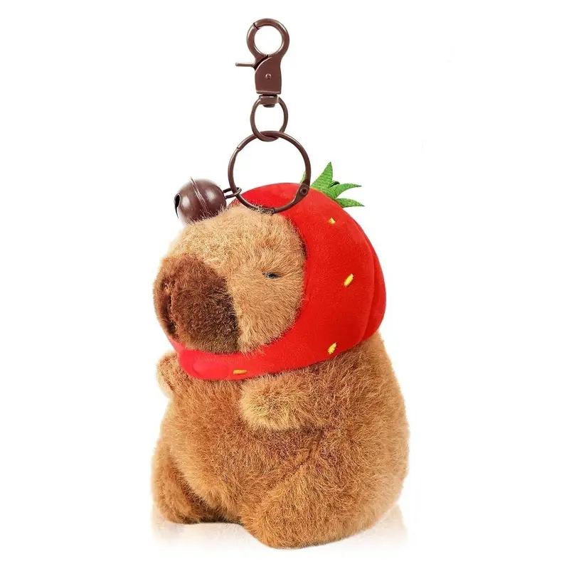 Plush Capybara Keychain , Capybara Stuffed Animals Plush Pendant ,Fiber Street Style Capybara Pendants Bag Charm Soft Keychain For Bags - Ideal For Birthday, Valentine'S Day Gifts Keychain Suitable for Daily Animals Keychain Decor Key Chain Cute