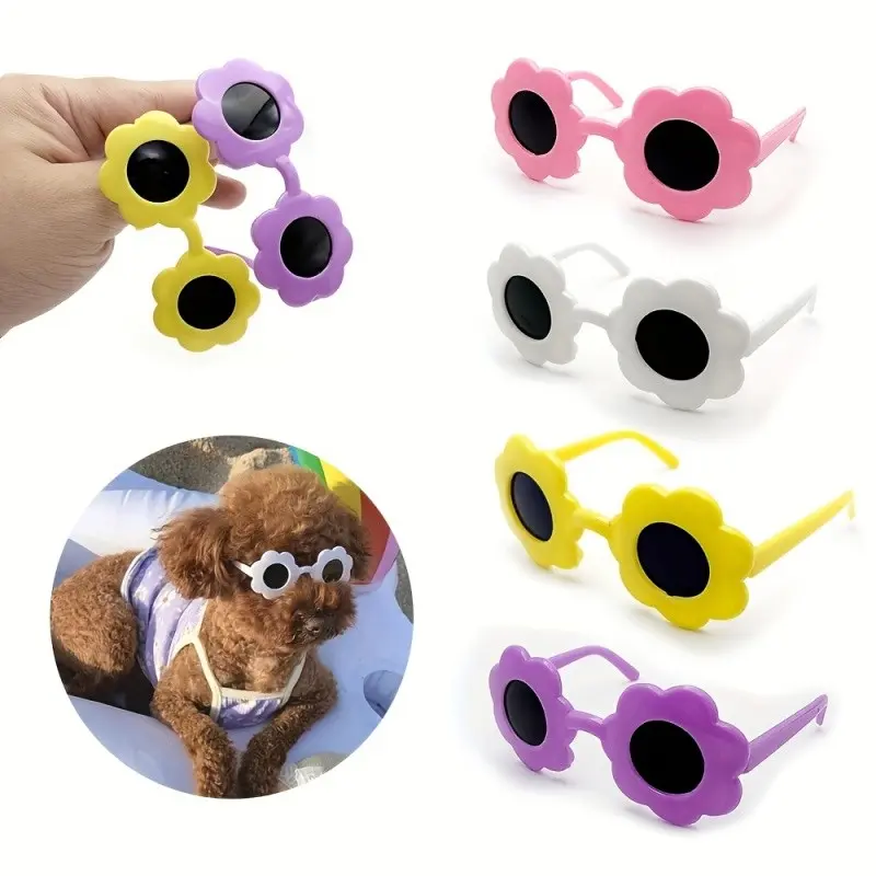 4 pairs of cat and dog glasses sunglasses, 8.4cm ( 3.31inch ) Cute beautiful photography prop decoration accessory set
