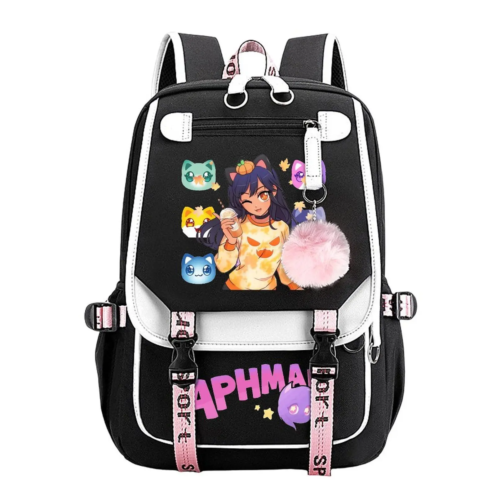 Aphmau Printed Cotton Linen Unisex Backpack, 11.4in×18.1in Teen Student Bag, Large Capacity Water-Resistant Durable Multi-Pocket Organizer with Zipper Closure, Ideal Birthday-Holiday Gift for School Commute