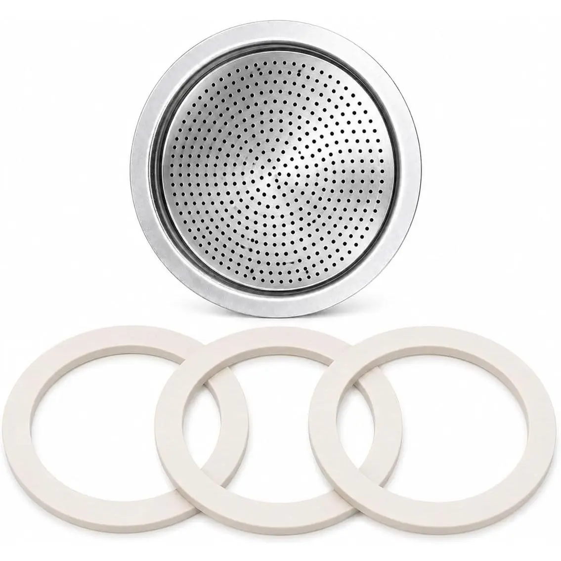 2.5" (64mm) Espresso Filter and Gasket Seals Compatible with Bialetti 6 Cup  Espresso Makers