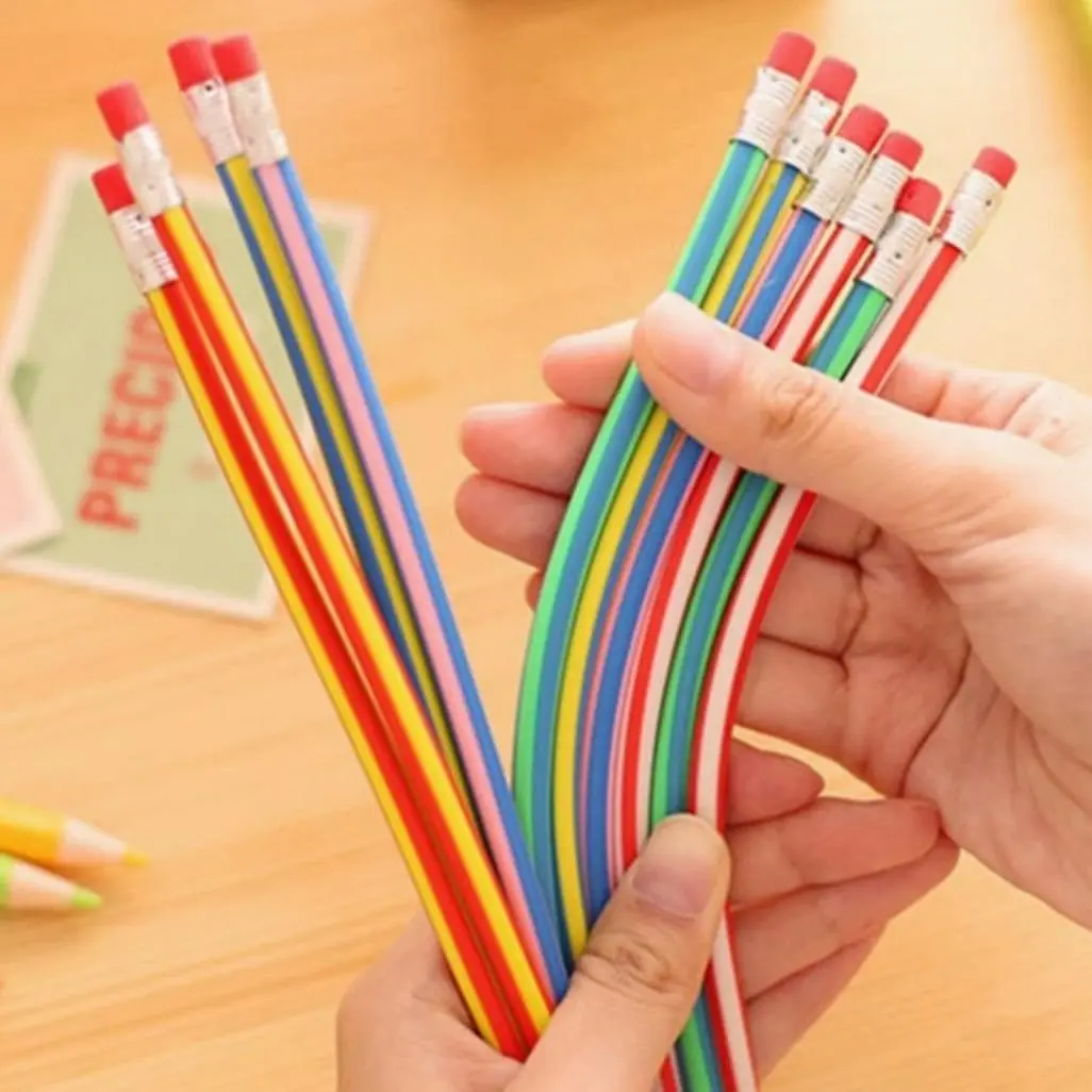 Flexible Pencils Set, Bendable Multi-Color Soft Pencils with Eraser, Perfect Gift for Birthday, Holiday, Graduation Party, Candy Bag Filler