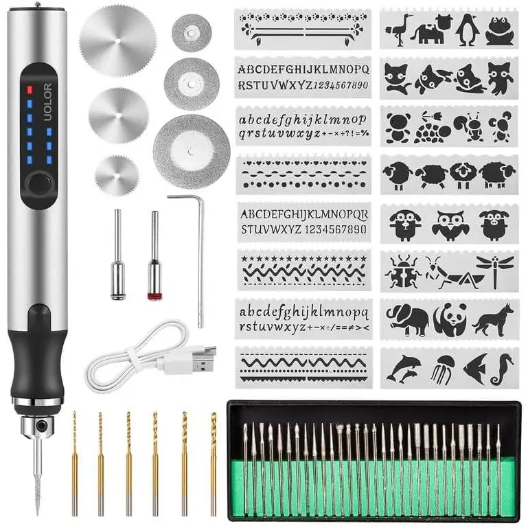 USB Rechargable Engraving Pen with 42 Bits, Mini Electric DIY Engraver Engraving Tool for Jewelry Wood Stone Etching