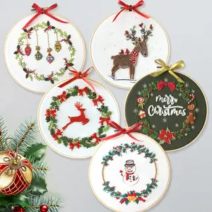 Christmas Embroidery Cross Stitch Kit, DIY Festive Stitching Craft Set