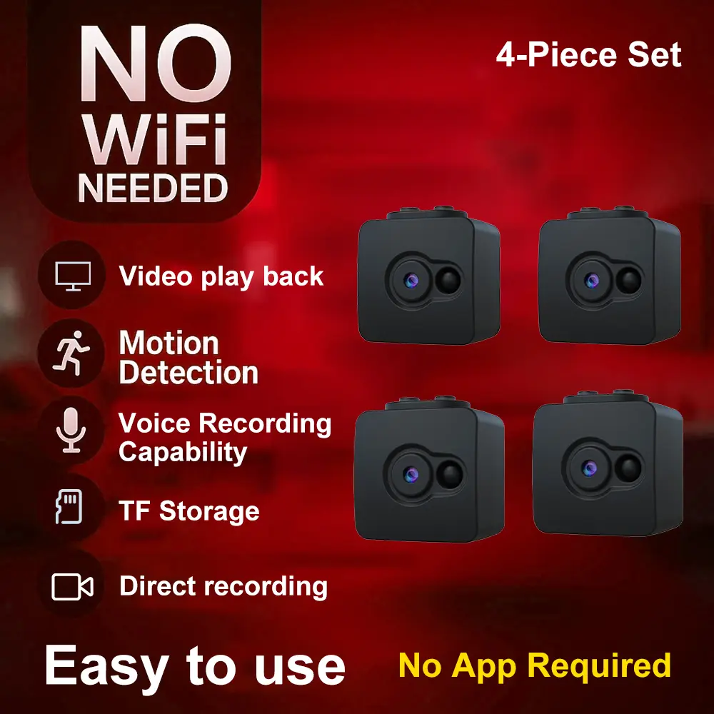 YINGWEICAM HD Security Camera - Wi-Fi-Free Direct Recording, Automatic Loop Recording, Portable, Rechargeable Batteries, Plug-And-Play Setup for Home Security