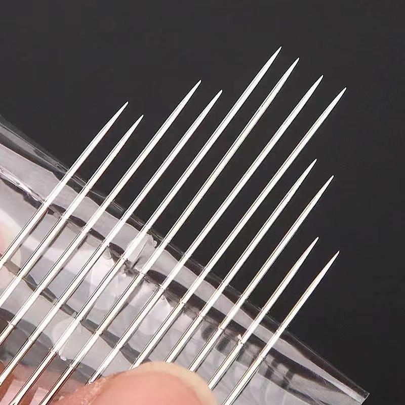 12pcs Self Threading Needle, Open Type Easy Threading Needles, Hand Sewing Needles Resistant to Rust with Wooden Case