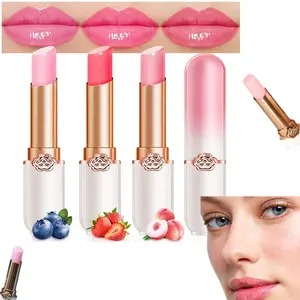 Peach Color Changing Lipstick, Long Lasting Moisturizing Lip Balm, Magic Lip Gloss Lip Tint Stain, 2-in-1 Lip Care & Lip Makeup Product for Women