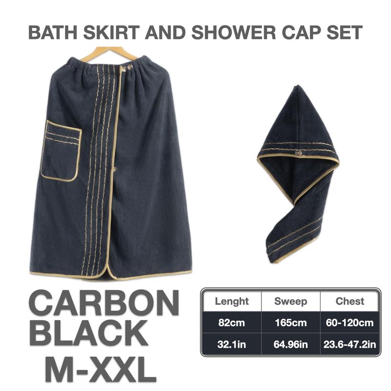 2pcs Luxury Coral Velvet bath towel wrap Set - 300GSM Embroidered Bath Wrap & Shower Cap (M-XXXXL), Ultra Soft & Quick-Dry with Modest Coverage Design - Hotel Grade for Women's Home & Travel Essentials, Large Bath Towels