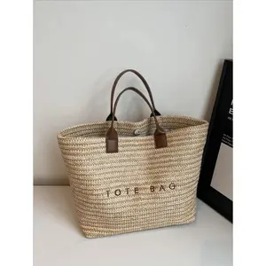 Large Capacity Everyday Tote Bag for Women - Minimalist Elegant Shoulder Handbag, Boho Style Lightweight Straw Bag