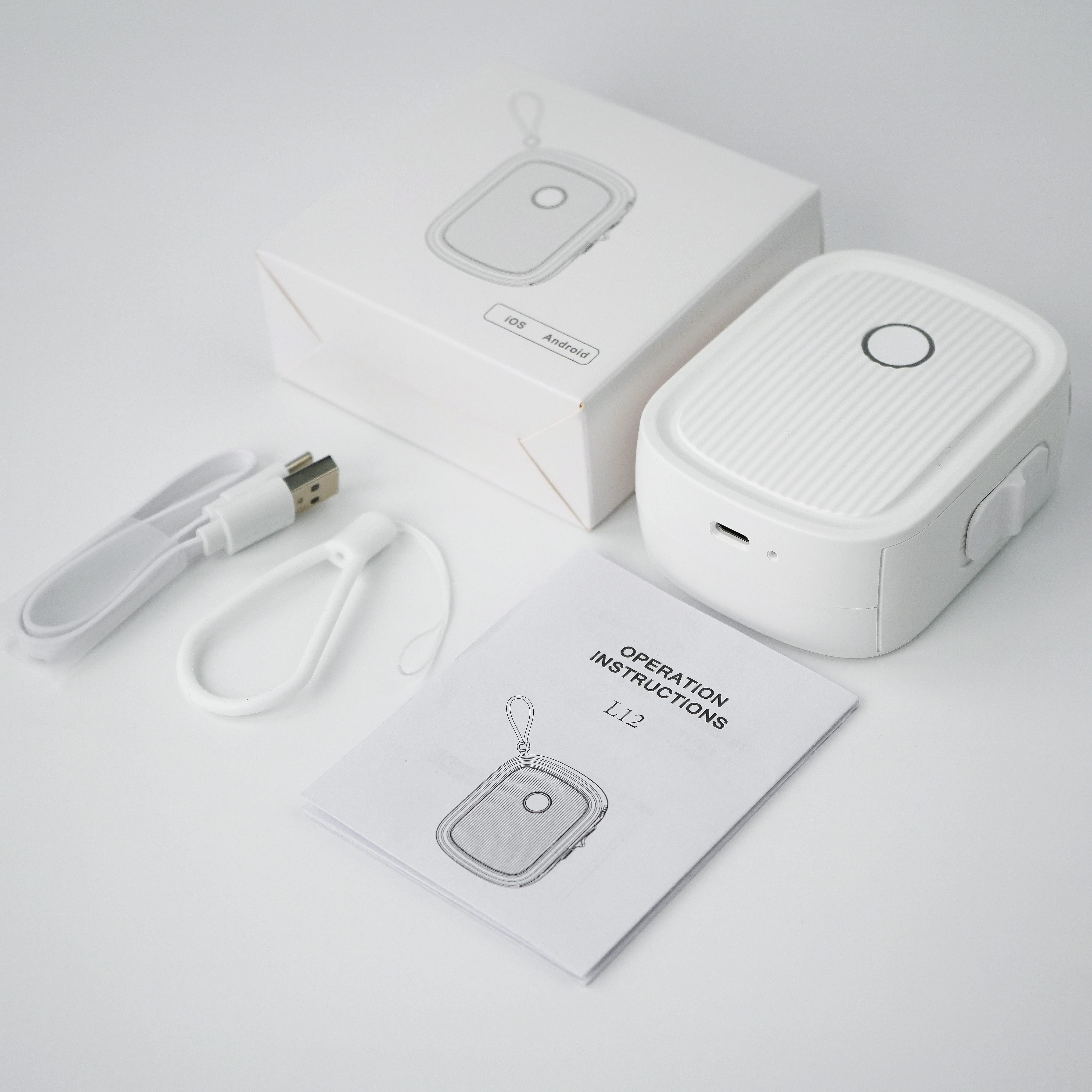Mini Label Printer with Tape Bluetooth Maker Machine L12 Strap Wireless Printer for iOS & Android, Perfect for Home, Office Storage Boxes Organizing Inkless Printer DIY Barcode Name Price Sticker Study Note Desk Accessories File Organization