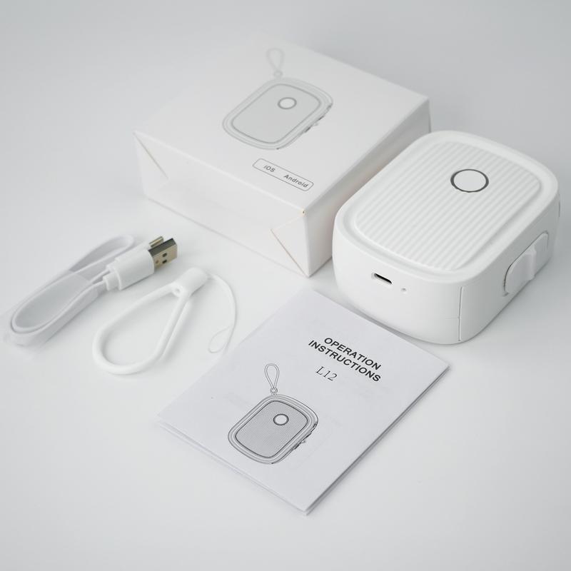 Mini Label Printer with Tape Bluetooth Maker Machine L12 Strap Wireless Printer for iOS & Android, Perfect for Home, Office Storage Boxes Organizing Inkless Printer DIY Barcode Name Price Sticker Study Note Desk Accessories File Organization