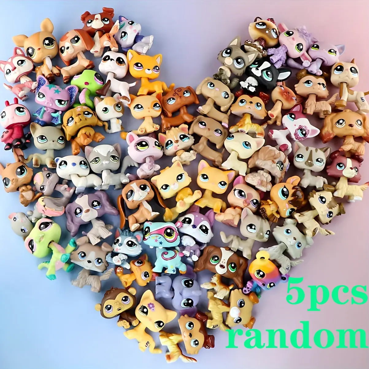 Rare Pet Random 5pcs Toys, Cute Little Animal Toys, Collie, Cat, Great Dane, Cocker Spaniel, Action Figures, Collectible Accessories, Cute Collectible Figurines