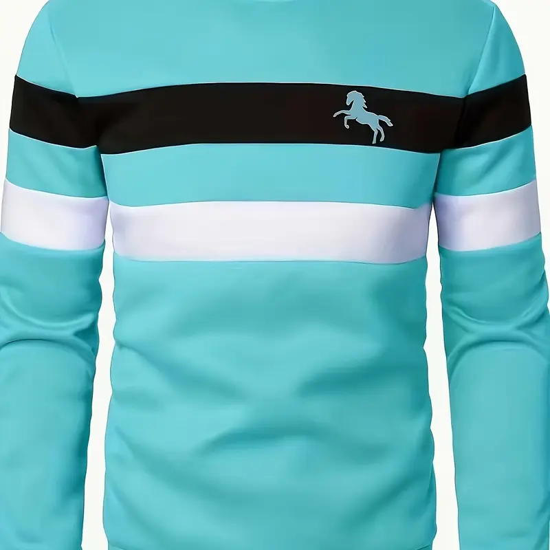 Men's Fashion Casual Round Neck Sweatshirt, Perfect for Outdoor Activities & Daily Wear, Street Style Sporty Sweatshirt