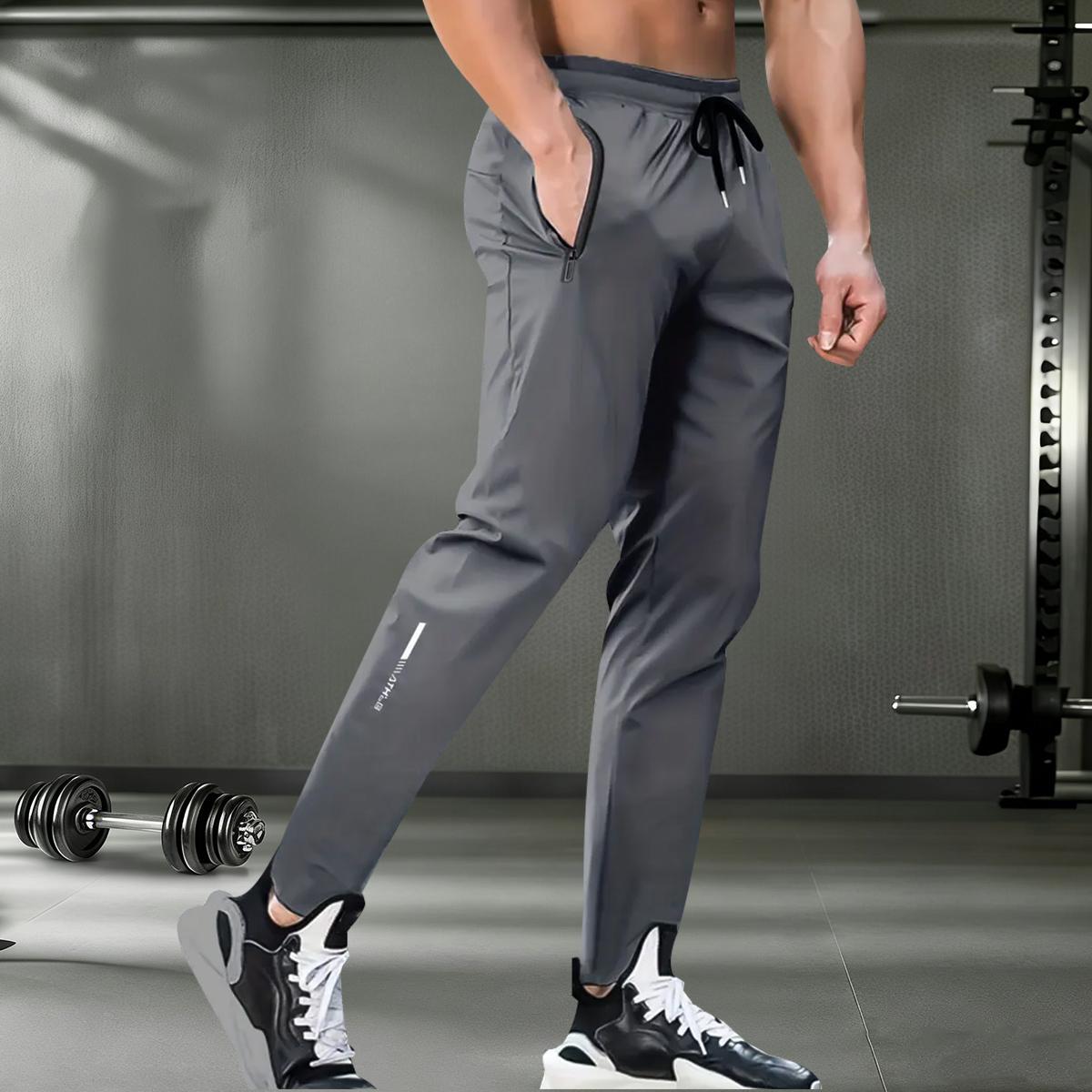 Men's 3-piece set ice silk breathable sports pants - moisture-wicking, quick-dry, lightweight, loose fit, suitable for outdoor training, gym workouts, hiking