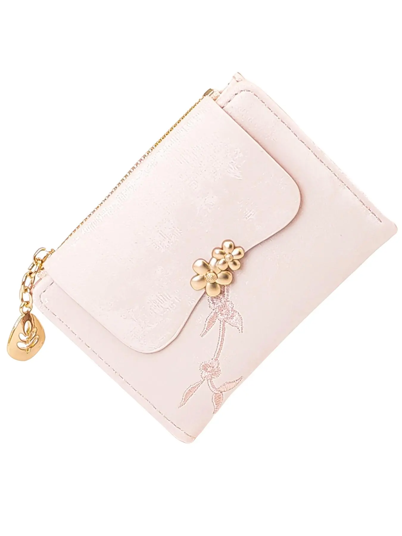 Chinese Style Card Wallet Combo, Compact Ultra-Thin Multi-Functional Short Wallet, Elegant Embroidered PU, Large Capacity Zipper Coin Purse