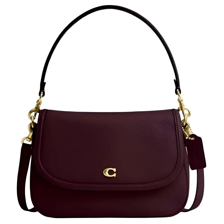 COACH Legacy 26 Crossbody and Top-Handle Handbag for Women, Gold-Tone Magnetic Clasp, Genuine Leather, Burgundy