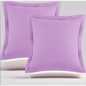 Homiest Euro Sham Covers 24x24 Inch Set of 2, Light Purple Pillow Shams with 2 Inch Wide Decorative Flange, European Square Pillowcases 24x24 Pillow Covers, Soft & Cozy Microfiber, Envelope Closure