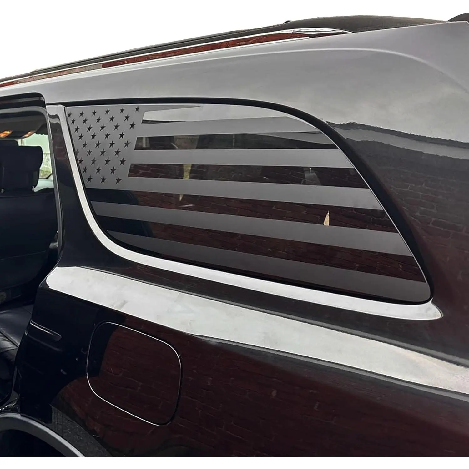 Rear Side Window American Flag Decal Compatible with Dodge Durango 2014-2018 2019 2020 2021 2022 2023 2024 2025 2026 Accessories, Precut Back Side Window USA Flag Vinyl Sticker(Matte Black)