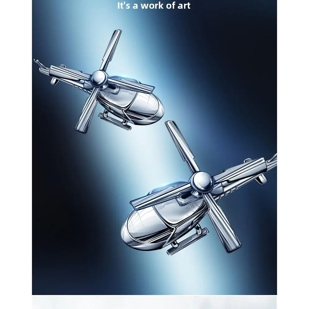 Rotating Helicopter Car Air Freshener - Solid Alloy Fragrance Diffuser, Decorative Automotive Interior Accessory