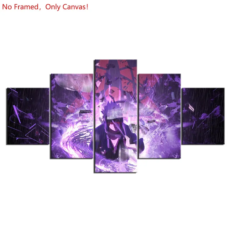 5 piece/set of frameless canvas painting print poster, classic hot-blooded anime art, Sasuke Uchiha  Embrace t, very suitable for Japanese two-dimensional fans, the perfect gift for bedroom, living room, kitchen, dormitory corridor, mural, wall decoration