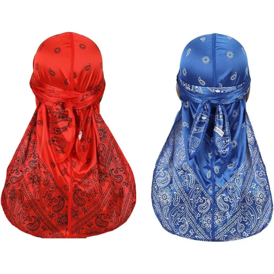 Assorted Paisley Bandana Doo rag Cap Headwraps Men's Women's Silk Durag with Long Tail and Wide Straps for 360 Waves Assorted Paisley Bandana Doo rag Cap Headwraps Men's Women's Silk Durag with Long Tail and Wide Straps for 360 Waves