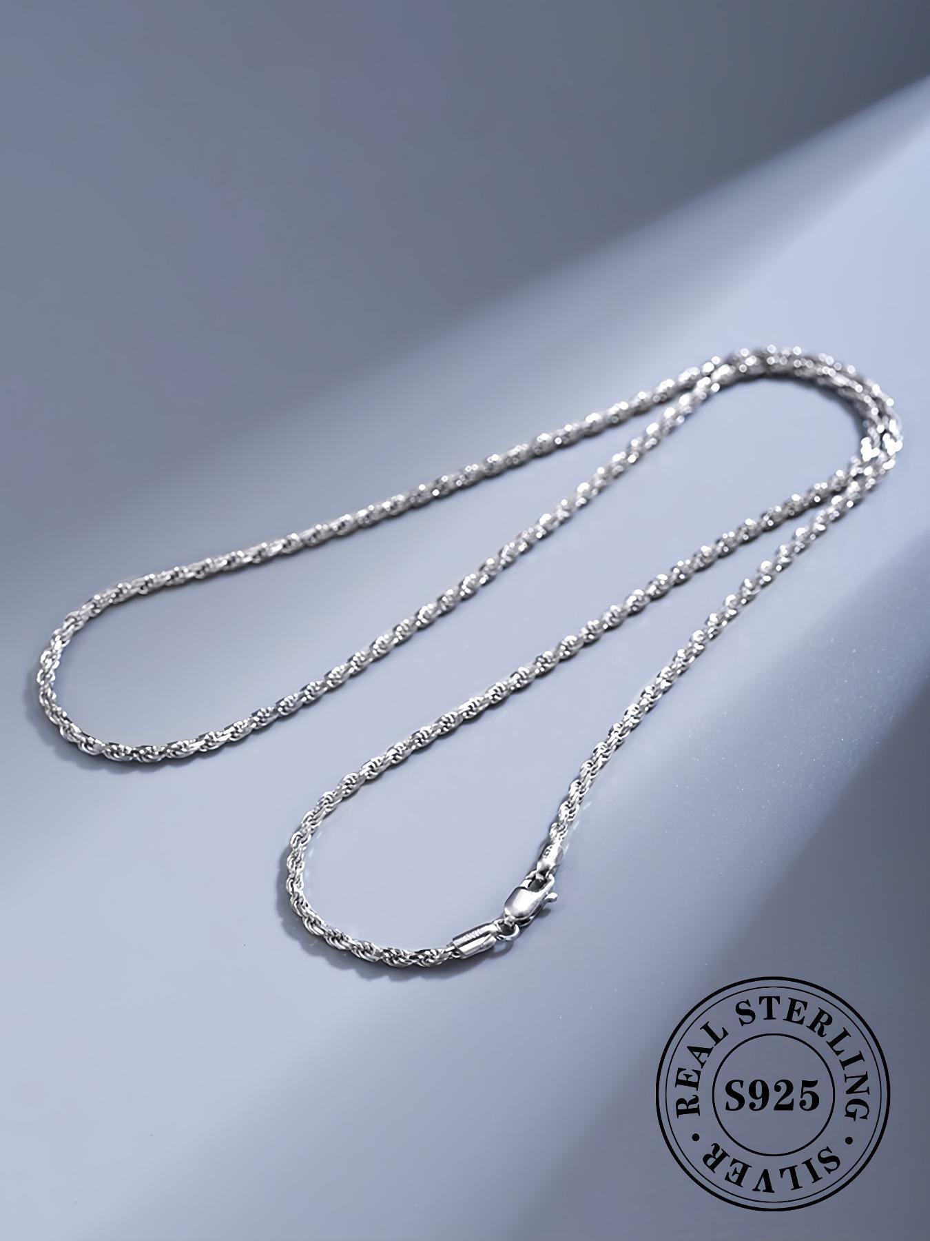 S925 Sterling Silver Chain Necklace for Men & Women, Fashion Chain Necklace for Party, Daily Decor, Trendy All-match & Exquisite Jewelry for Birthday Gift