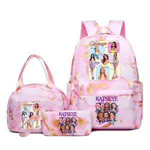 Katseye Music Backpacks 3pcs Women Girls Gradient Ramp Travel Outdoor Backpacks With Lunch Bags Lightweight Teens Laptop Mochila