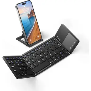 Tri-Fold BT5.0 Keyboard with Touchpad | Universal for Windows, iOS, MAC, Android | Multi-Device Connection (3 Devices) | Rechargeable Battery | Ultra-Portable Design for computers, tablets and mobile phones | Wireless Portable Keyboard