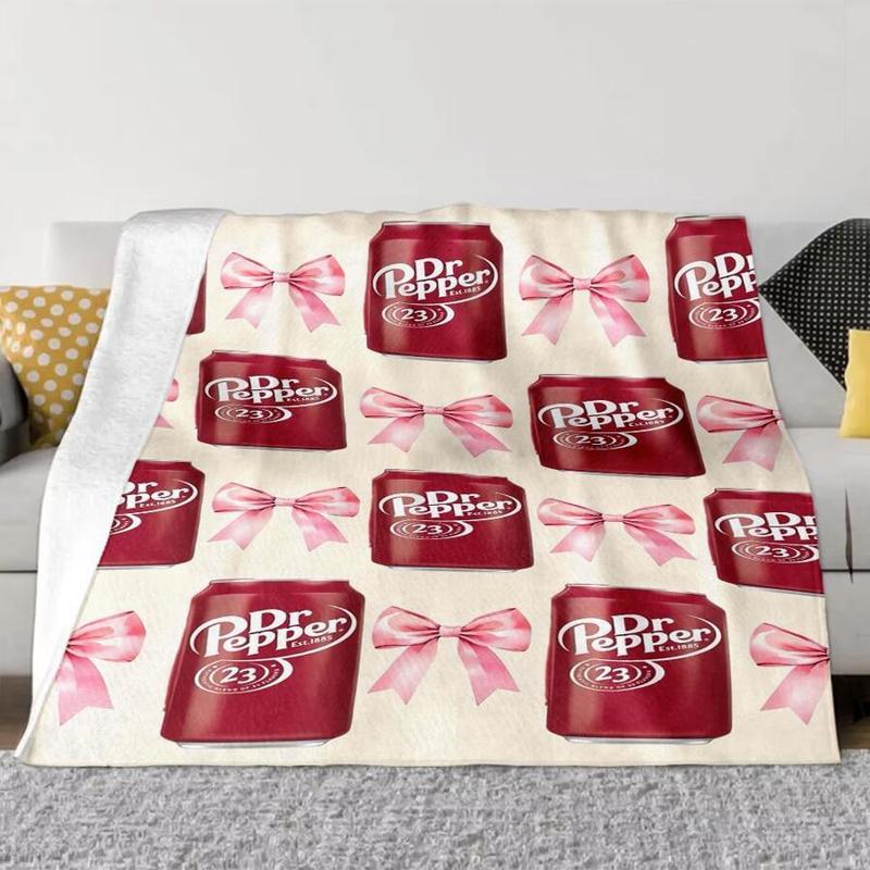 Unique Dr. Pepper Print Blanket, Ultra-Soft, Comfortable Sofa Or Bed Blanket, Vibrant Digital Print, Perfect For Sofa, Bed, Office, Travel- Machine Washable, Ideal Gift For Men And Women, Cute dr pepper themed gift-280GSM