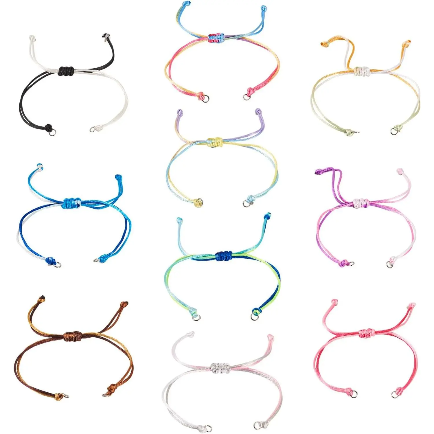 30 count Adjustable Braided Cord Knotting Bracelet Ropes Half Finished Nylon Slider Bracelet Colorful Waxed Thread for Wrist DIY Women  Making Friendship Bangle