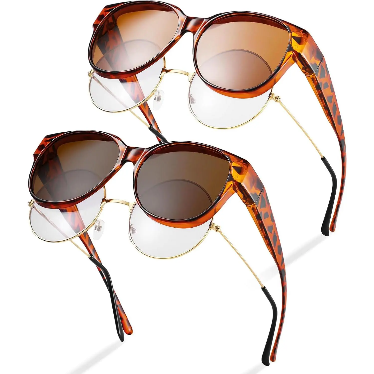2 count Polarized Fit Over Sunglasses for Women | Large Retro Round UV400 Protection Sunglasses Trendy Fit Over Sunglasses