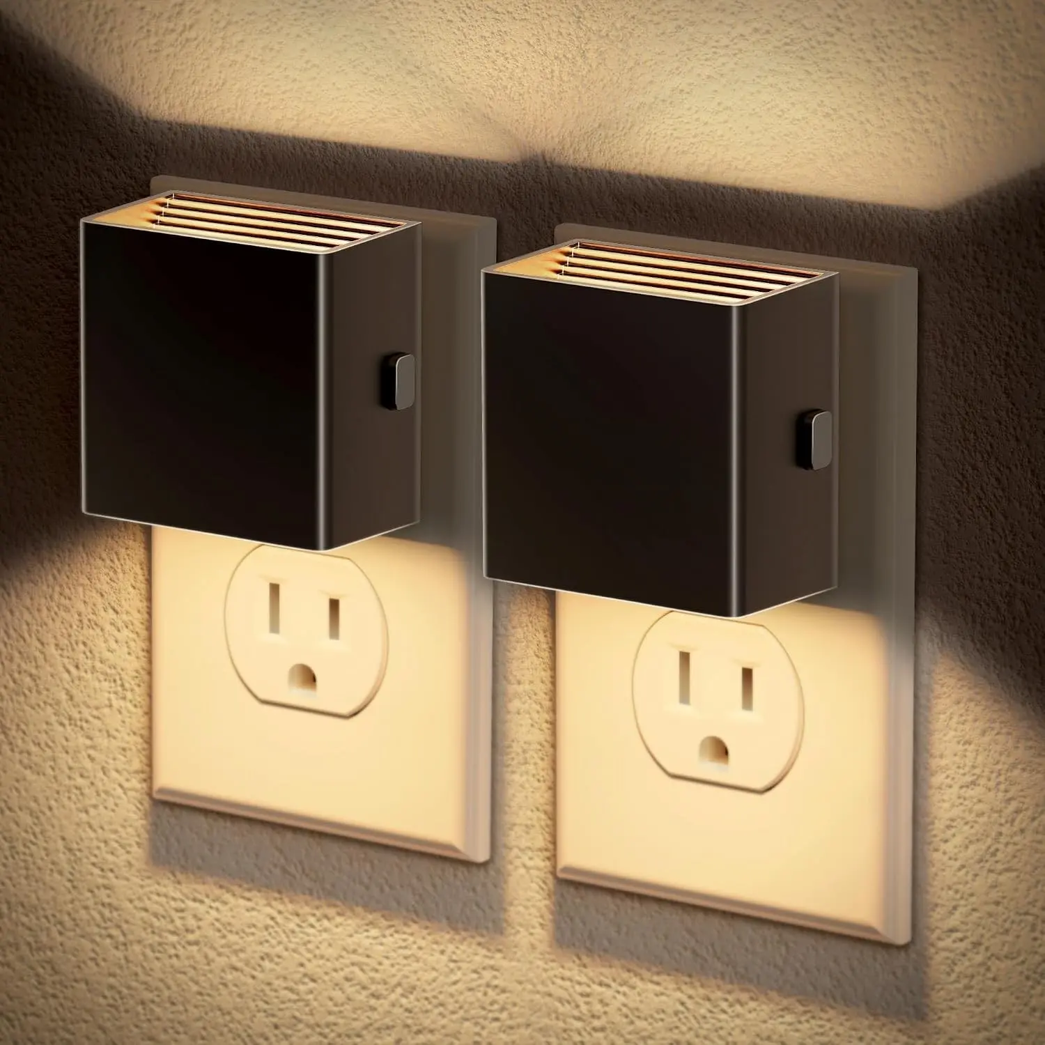 Night Light, Automatic Night Lights Plug into Wall, 2 Pack Modern Night Lights with Auto Light Sensor, 3000K Brightness Adjustable Nightlight for Kids Bathroom Hallway Kitchen Bedroom Decor