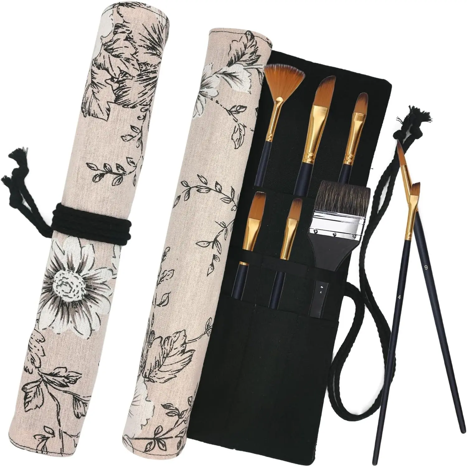 Paint Brush Holder Art Supplies Artist Brush Storage Organizer Roll-Up Case Bag Protect Acrylic Oil Watercolor Paintbrushes Peony-20 Slot Pockets