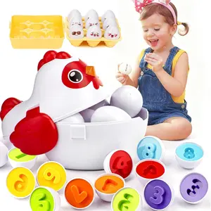 Easter Egg Matching Game, 24-Piece Easter Basket Stuffers for Kids, Color Shape Number Recognition Educational Toddler Toys, Chicken Storage Box Preschool Learning Toy for Boys Girlsfidget toys