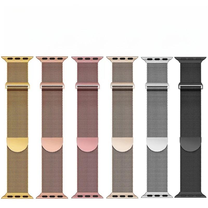 Milanese Loop Watch Band for Apple Watch (Series 1–11) — Two-Piece Design, Stainless Steel Metal Strap with Semi-Circular Magnetic Clasp