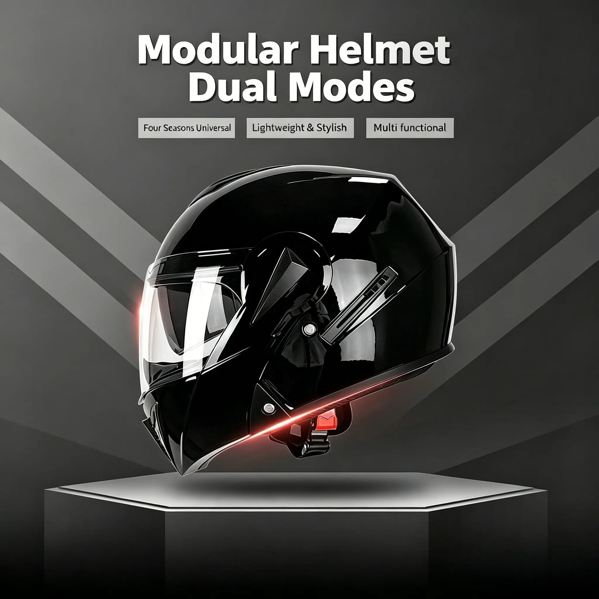 2026 New Dot Motorcycle Helmet, Dual Lens Flip-Up Full Face Helmet, All-Season Bike Safety Hat, Motorbike Protective Gear