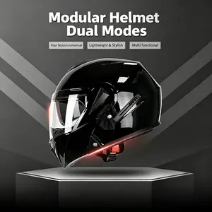 2026 New Dot Motorcycle Helmet, Dual Lens Flip-Up Full Face Helmet, All-Season Bike Safety Hat, Motorbike Protective Gear