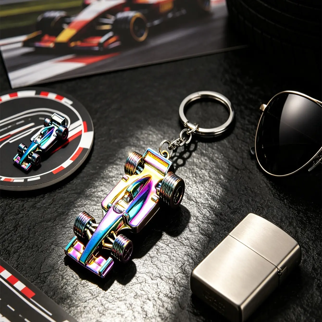 3D Mini Alloy Racing Keychain, F1 Car Model Metal Key Ring, Creative Backpack Charm, Cool Gift for Racing Enthusiasts