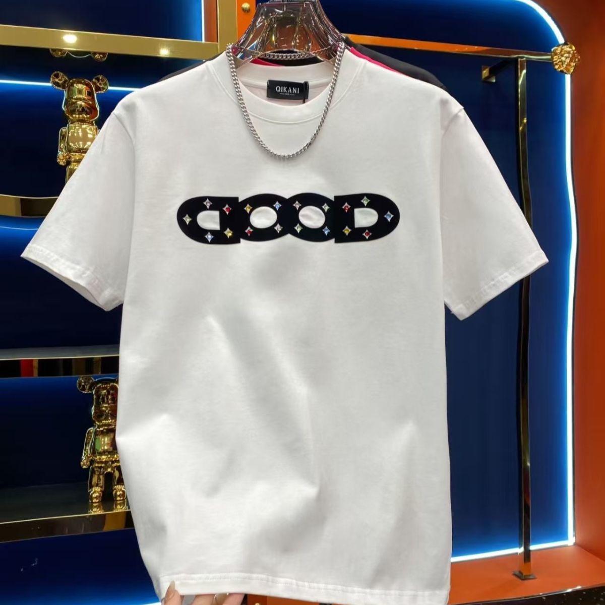 2026 Nova Short Sleeve Cotton T-Shirt, fashionable, modern, unique, crew neck, letter-and-diamond combination pattern, casual and versatile, unisex