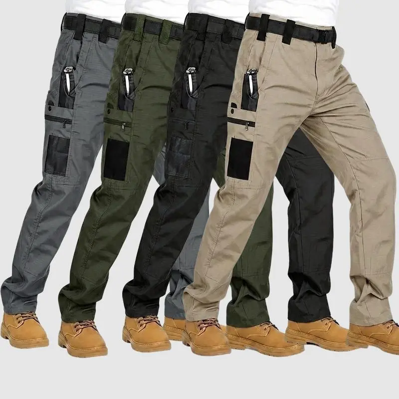 Nheals 4-piece men's tear-resistant tactical work pants - durable protection with 9 multi-functional pockets - waterproof and breathable structure - can be paired with a belt for use as hiking or cargo pants - outdoor construction pants