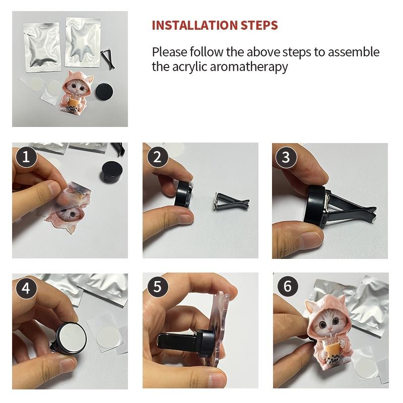 Cute Monkey Car Air Vent Clip Freshener with 2 Aromatherapy Tablets – Adorable Cartoon Design, Acrylic Decoration for Fresh Car Interiors, Includes Glasses & Bubbles Illustration, Funny Car Air Freshener