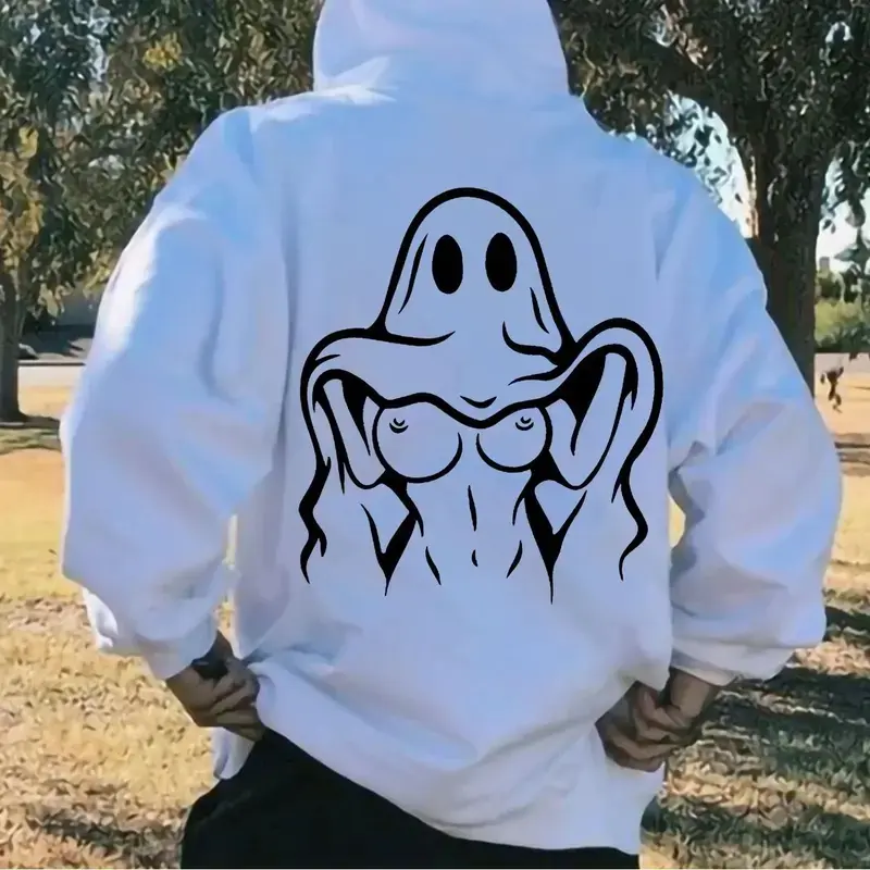 Naughty Ghost With Sexyy Boobs Graphic Hoodie, Dark Aesthetic Sweatshirt, Menswear Shirt, Unisex Sweater Pullover Tee