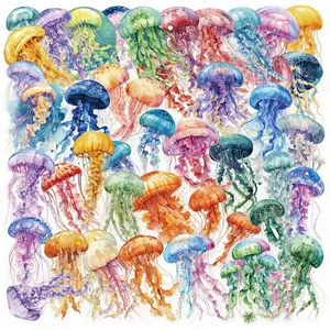 50pcs Transparent Waterproof Stickers, DIY Journal Supplies, Creative Phone & Notebook Decor, Multiple Designs, Universal Use