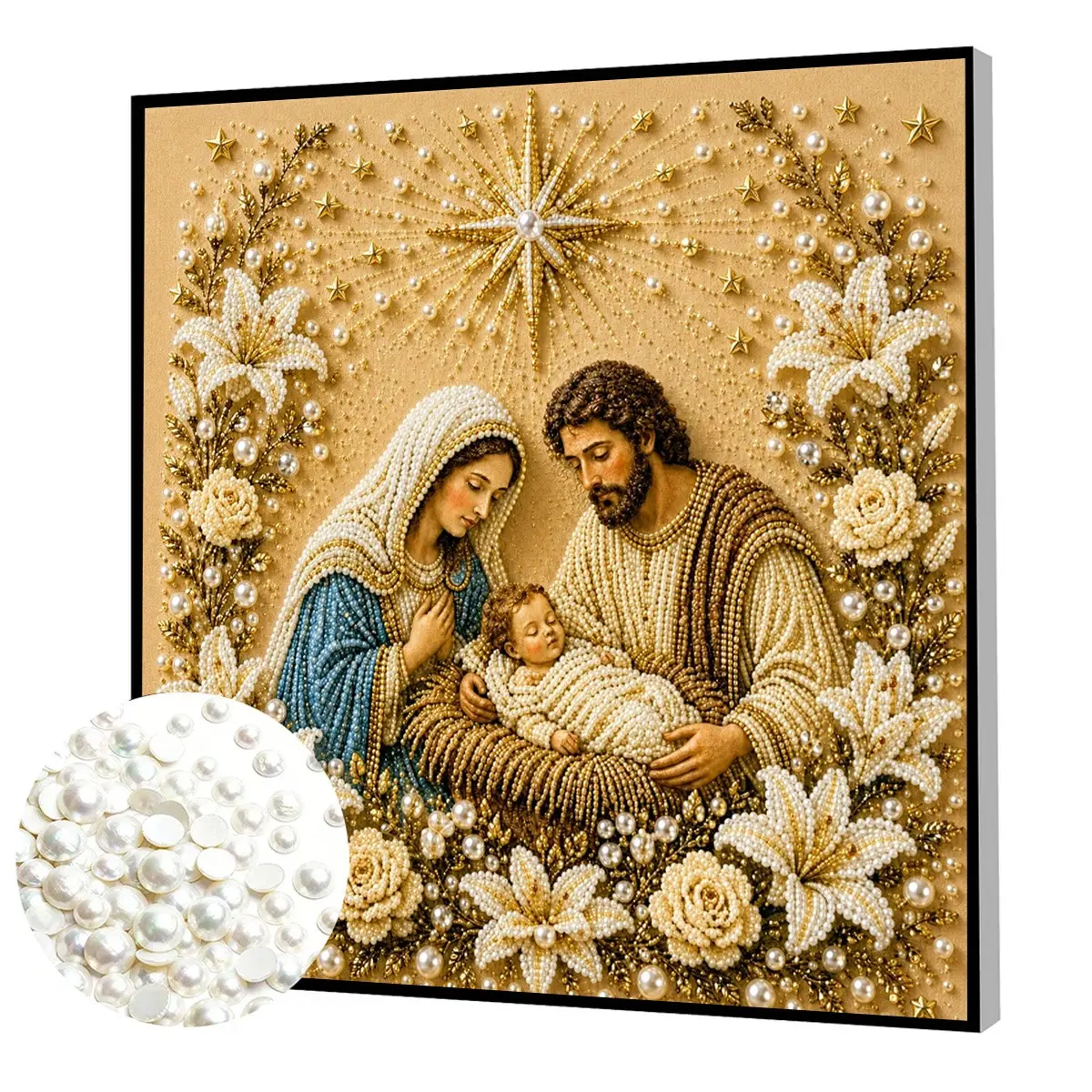 Pearl Art DIY Kit Jesus Birth 5D Diamond Painting Craft, Adult Beginner Friendly, Party Gift, Home Decor, Stress Relief, Holiday Wall Art