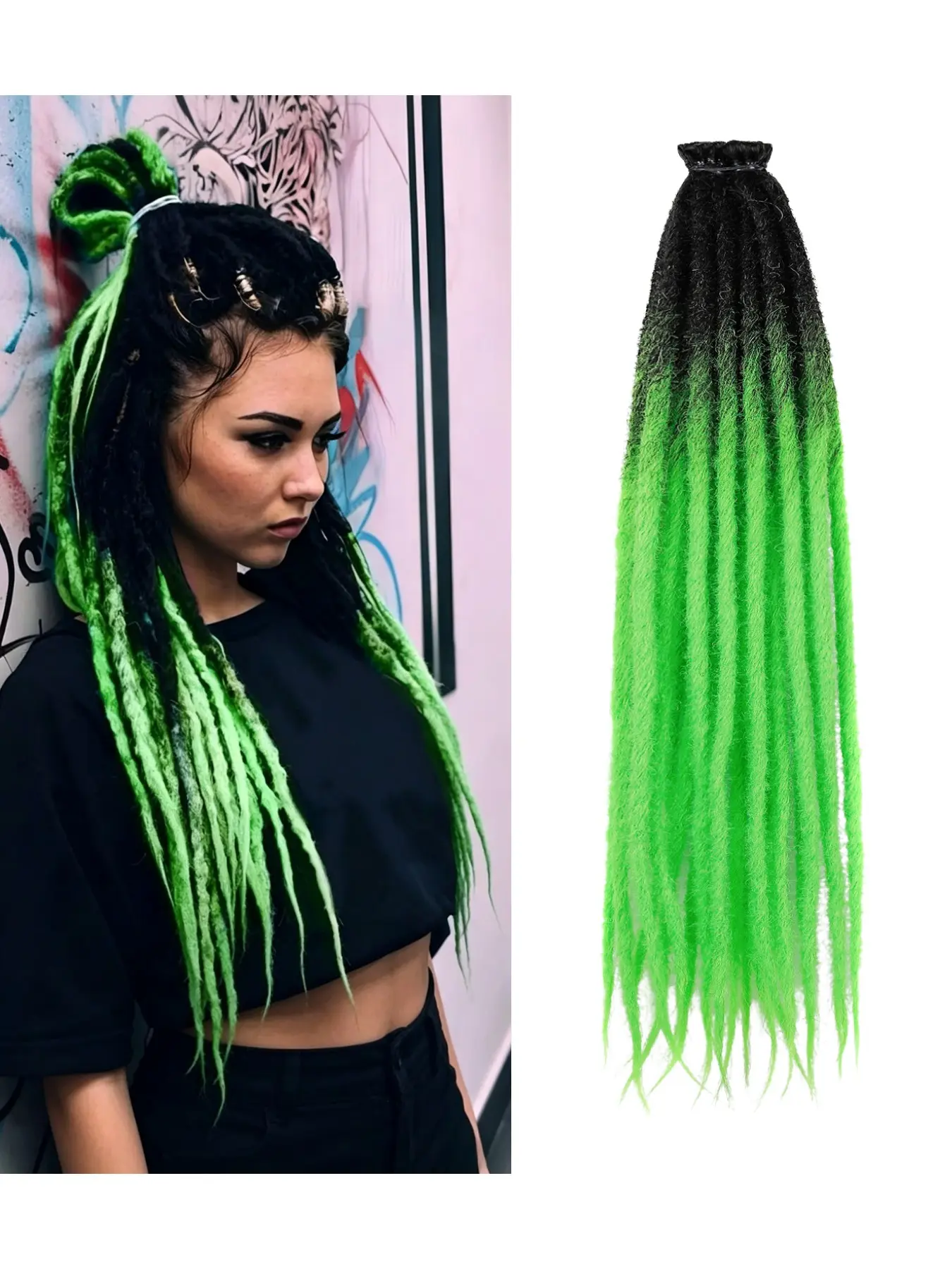 24 inch synthetic fiber braid extension hair, reggae style crochet curls, 10 strands per pack easy to install, suitable for trendy hair accessories for parties, festivals, hip-hop enthusiasts