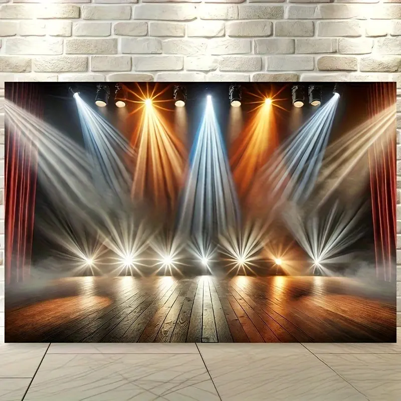 Dynamic Stage Lighting Backdrop, Colorful Light Effect Polyester Tapestry for Living Room Decor, Bedroom Wall Art, Office Decoration, Events and Photography