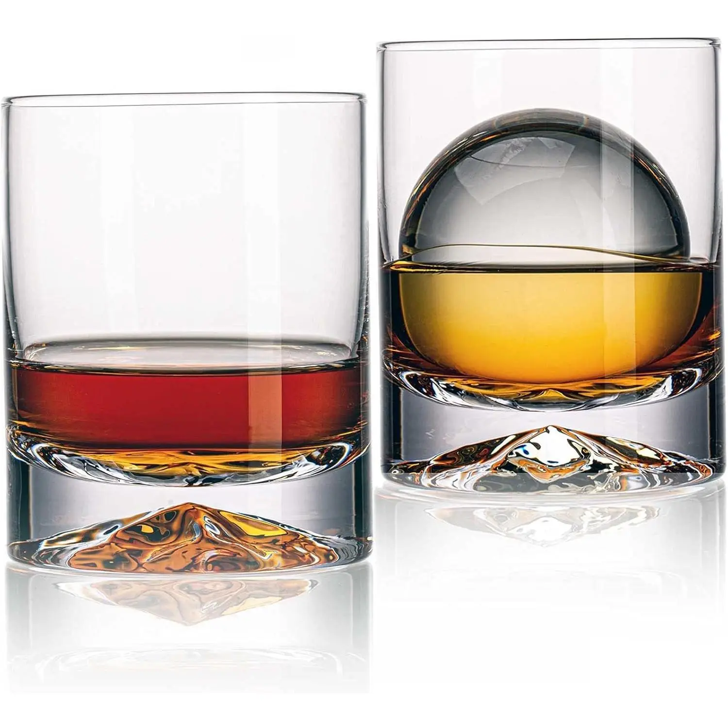 Hand Blown Crystal Double Old Fashioned Cocktail, Solid Whiskey Glasses, Rocks Glasses, Lowball Glasses - 12 Ounce - set of 2 - Perfect Size for Oversized Ice Cubes