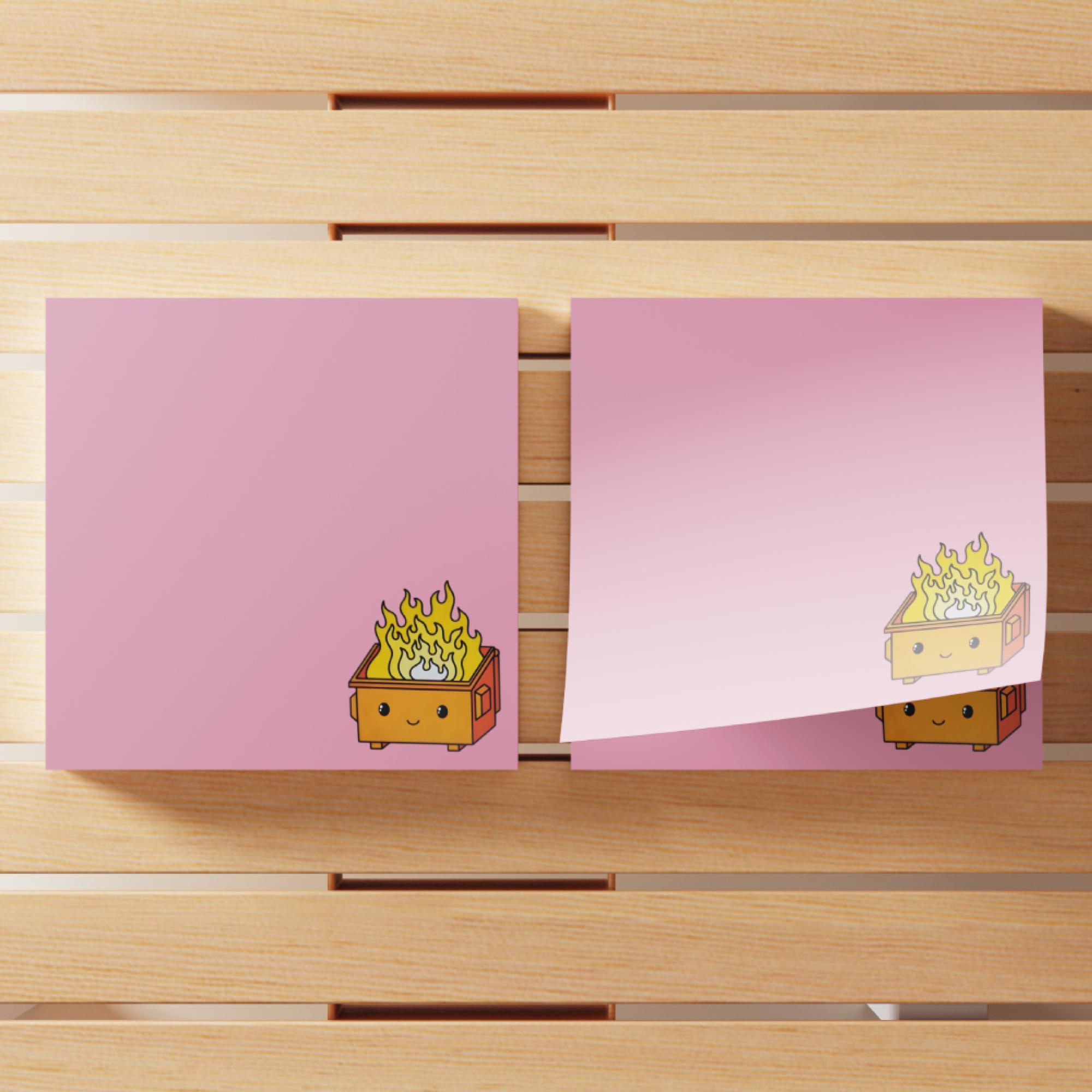 Dumpster Fire Sticky Note, 4 Counts/set Cartoon Sticky Note, Adhesive Note Pad for School Office Home Supplies Students Teachers Gift
