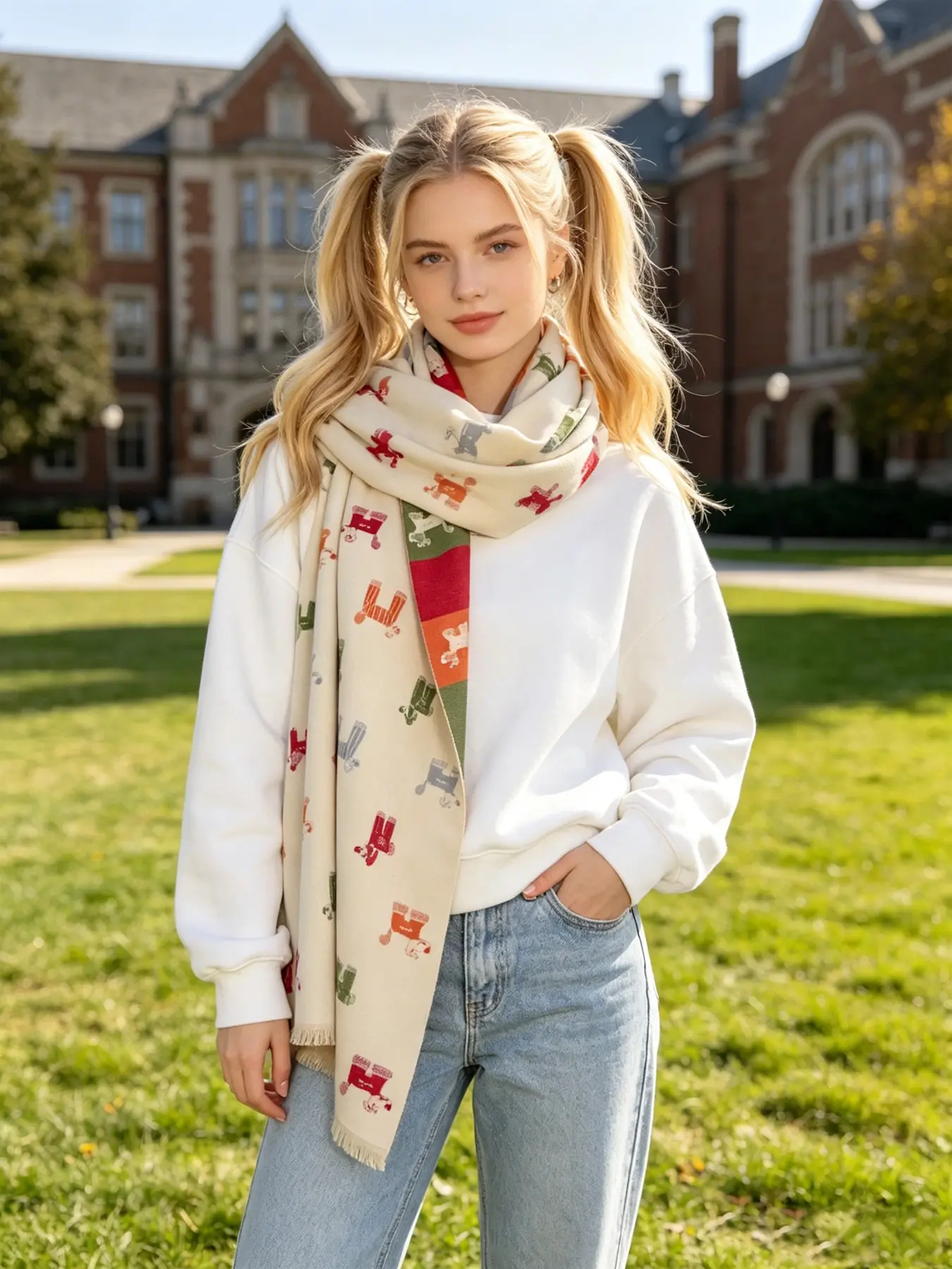 Cute Cartoon Curly-Haired Puppy Scarf, 180x65 Cm Fall/winter Shawl, Perfect for Travel, Parties, Daily Outings, Autumn Winter Accessory